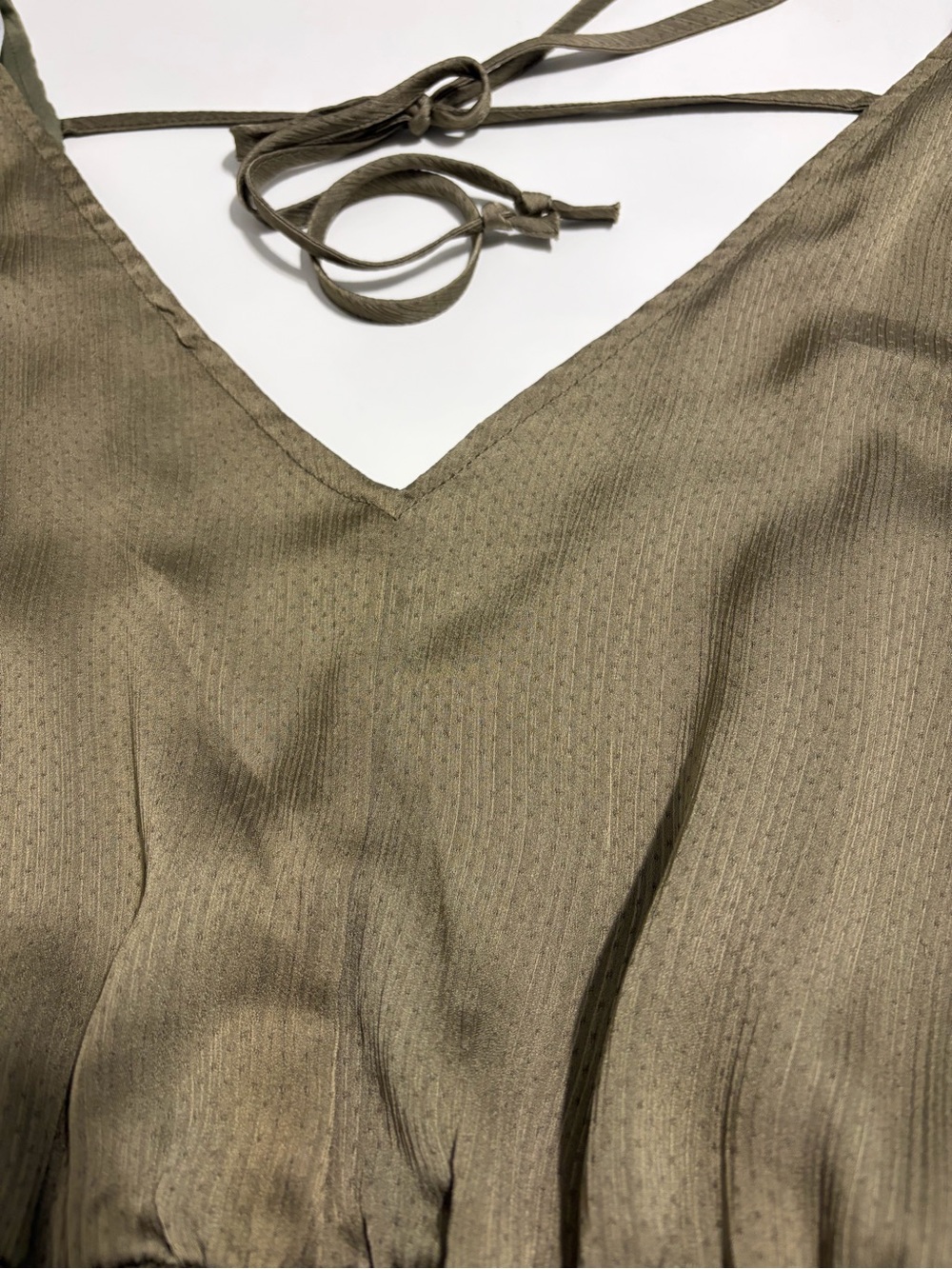 Altar’s State Tiered Ruffle Dress Long Sleeves Olive Green V-Neck Size Medium - Picture 6 of 12